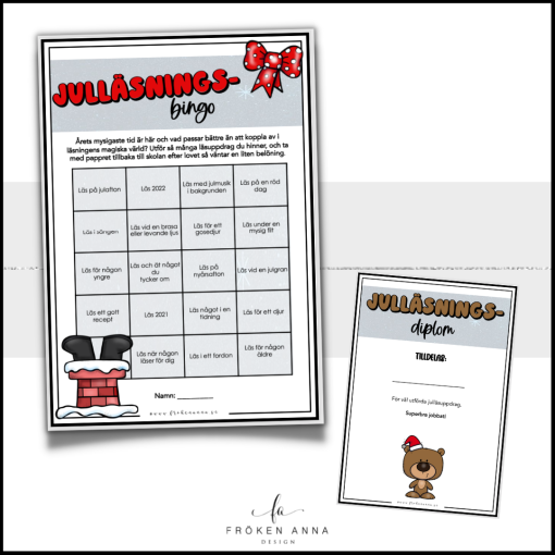Redigerbart Julläsningsbingo