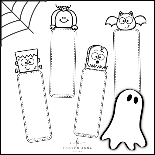 Halloweenbokmärken fyll i själv