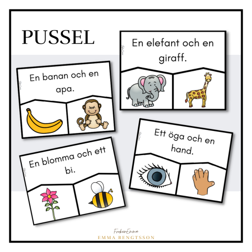 Pussel - läs meningen och hitta orden