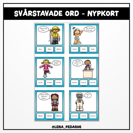 Svårstavade ord - nypkort