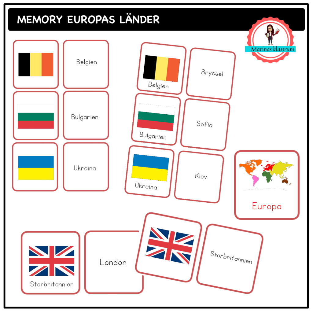 Memory Europas länder | Teach Academy