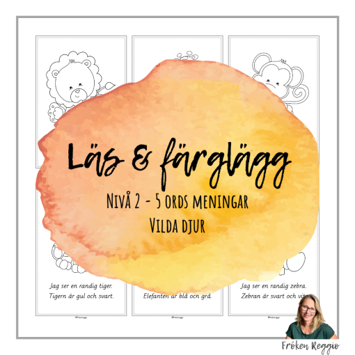 Läs och färglägg enkla texter - Nivå 2 Vilda djur