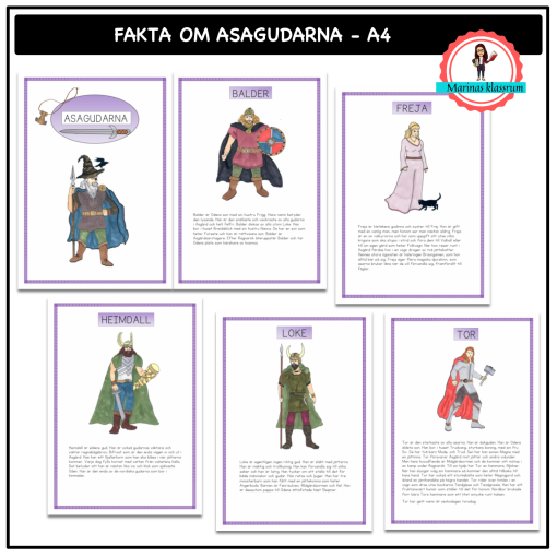 Asagudarna faktatexter - A4 kort