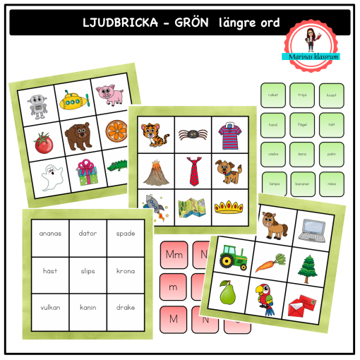 Ljudbrickor grön - längre ord