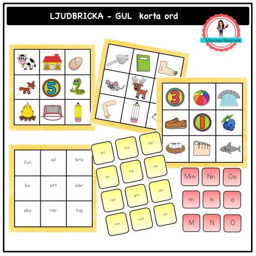 Ljudbrickor gul - enkla ord