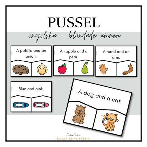 Pussel - engelska läs meningen och hitta orden