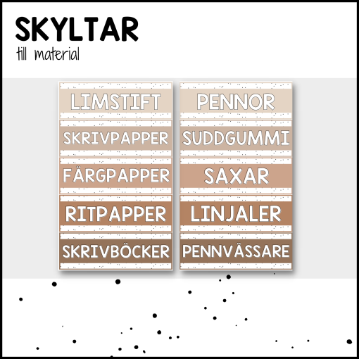 NUDE: skyltar till material