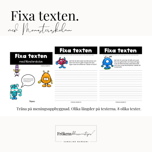 Fixa texten - Monsterskolan