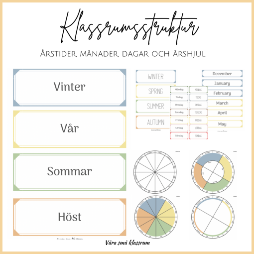 Klassrumsstruktur - Årstider, månader, dagar och årshjul