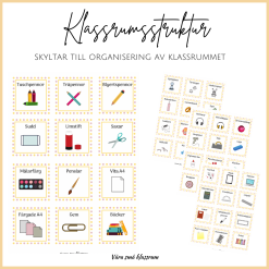 Klassrumsstruktur - Skyltar till organisering av klassrummet