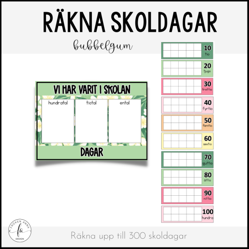 Bubbelgum: Räkna 100 / 200 / 300 skoldagar