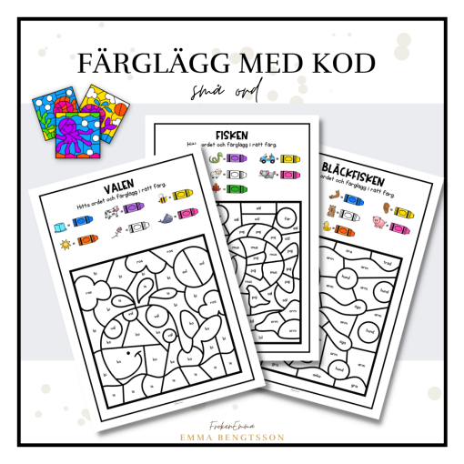 Färglägg med kod - små ord