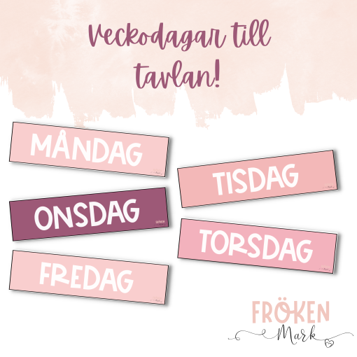 Veckodagar till tavlan (Rosa och lila toner)