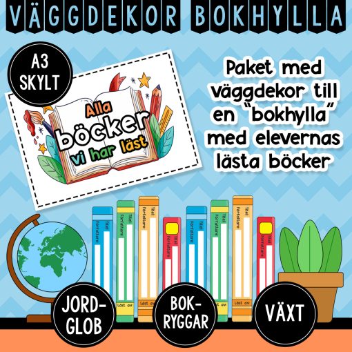 Paket: Väggdekor "Bokhylla" (till elevernas lästa böcker)