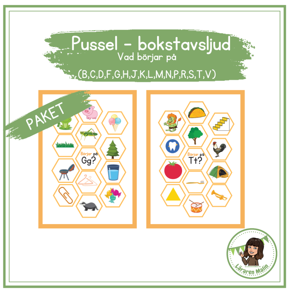 PAKET- Pussel- Börjar På (bokstäverna B,C,D,F,G,H,J,K,L,M,N,P,R,S,T,V ...