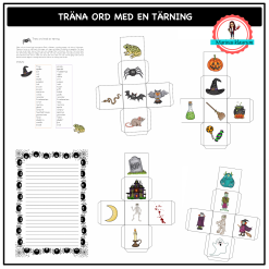 Träna ord och meningar med en tärning - Halloween / sv eller eng