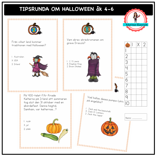 Tipsrunda kring Halloween för äldre elver åk 4-6
