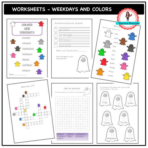 Worksheets - weekdays and colors