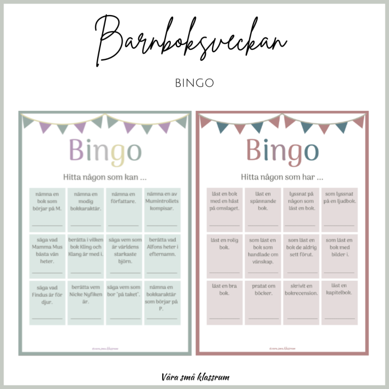 Barnboksveckan bingo Teach Academy