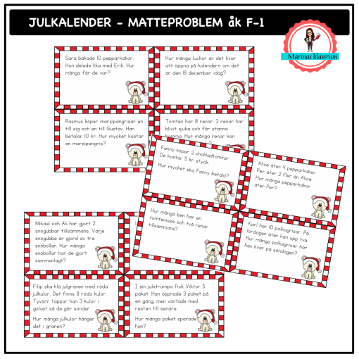 Julkalender - matteproblem åk F-1