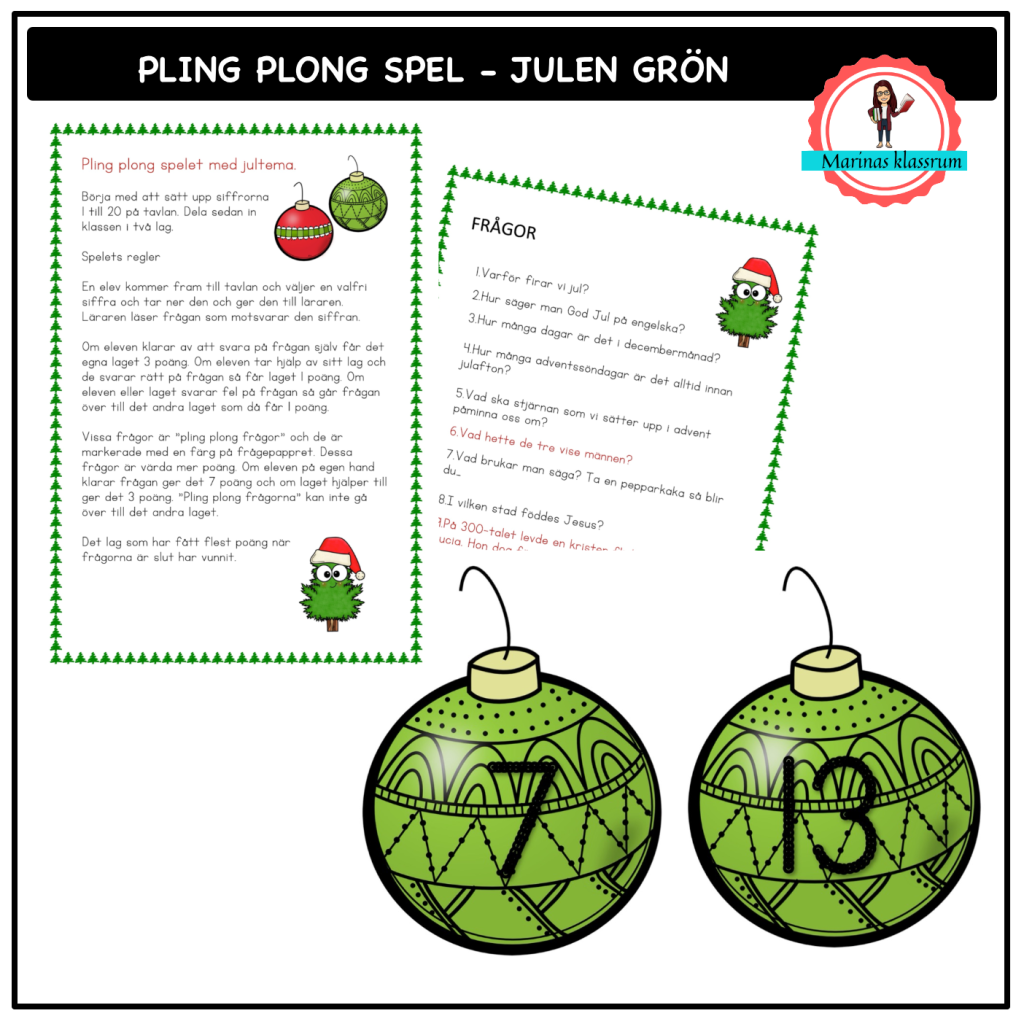 Pling plong spel julen grön Teach Academy