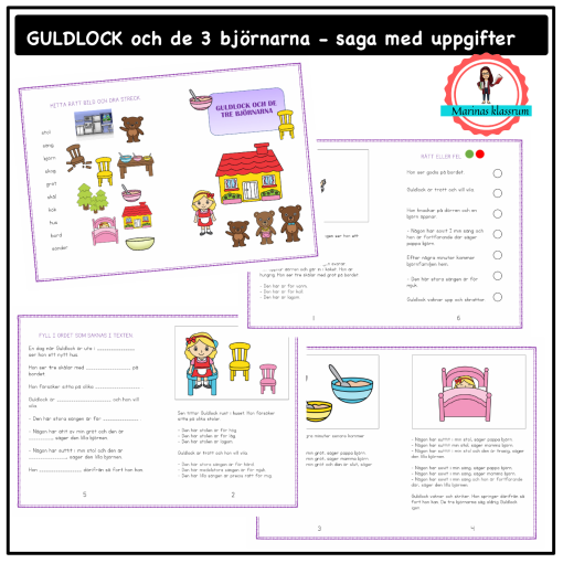 Guldlock och de tre björnarna - saga med uppgifter