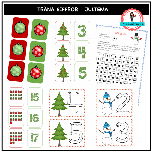 Träna siffror - jultema