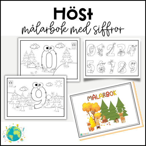 Målarbok - Höst och siffror