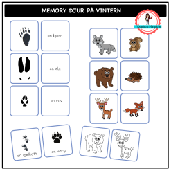 Djur på vintern - memory spår i snön