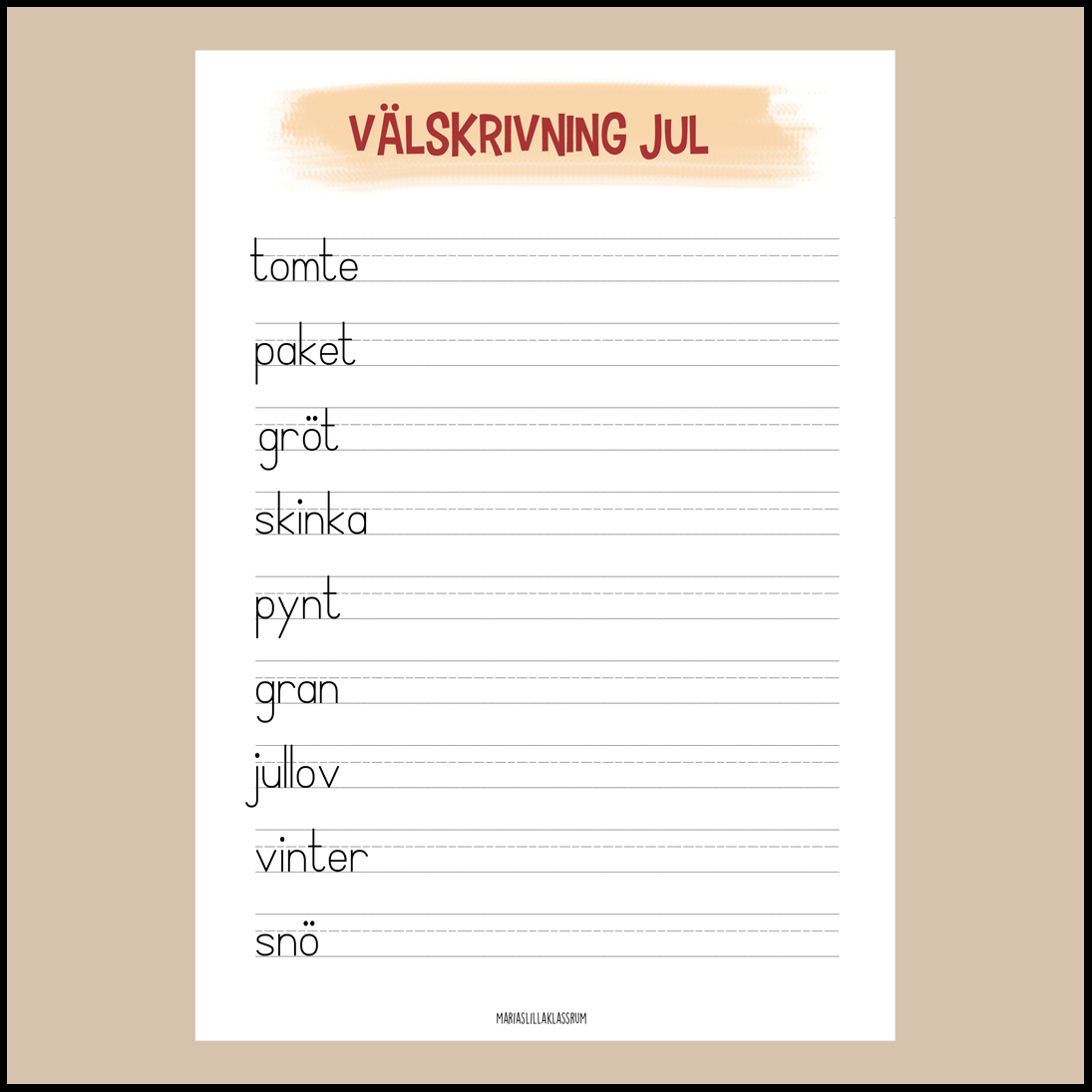 Välskrivning Tema jul Teach Academy