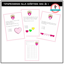 Tipspromenad - mattefrågor alla hjärtans dag åk 1