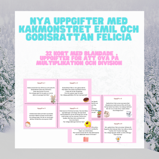 Kakmonstret Emil och godisråttan Felicia övar multiplikation och division