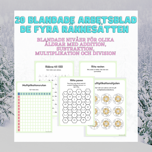 Blandade arbetsblad matematik - addition, subtraktion, multiplikation, division och lite annat