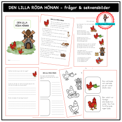 Den lilla röda hönan - frågor och sekvensbilder / svenska + engelska