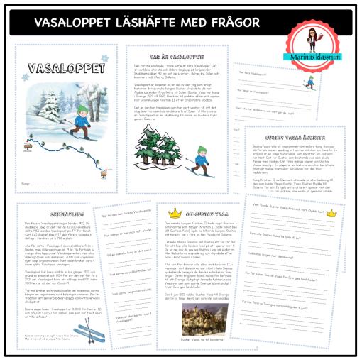 Vasaloppet läshäfte med frågor