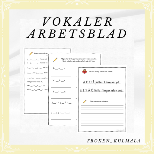 Vokaler - arbetsblad