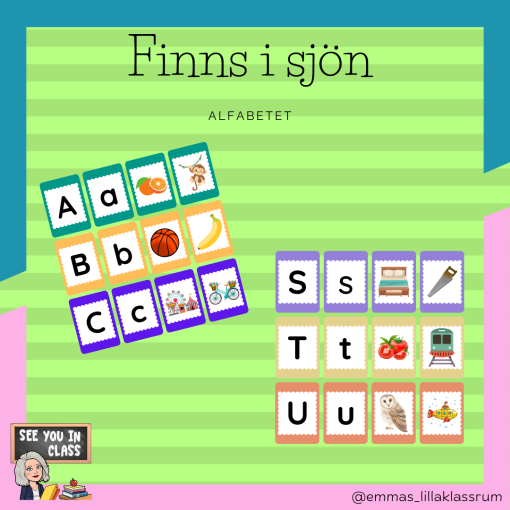Finns i sjön - alfabetet