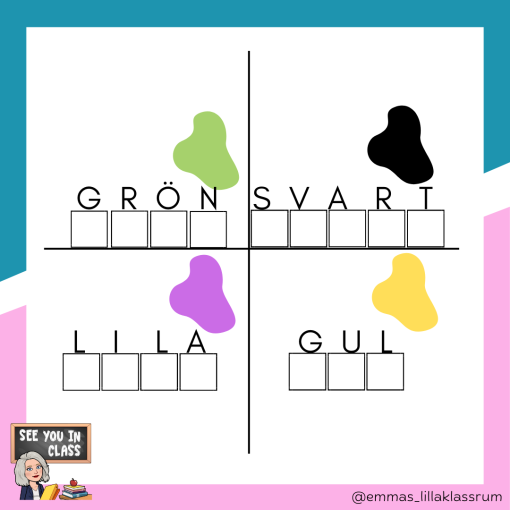 Jag kan skriva, läsa och stava - färger