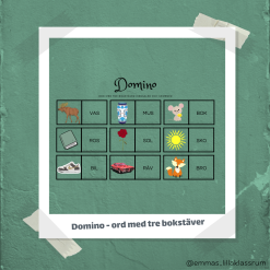 Domino - ord med tre bokstäver (två nivåer)