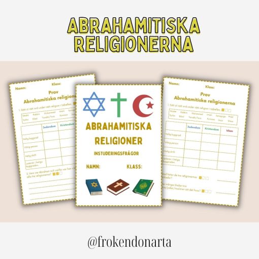 Abrahamitiska religionerna - Instuderingsfrågor + 2 prov