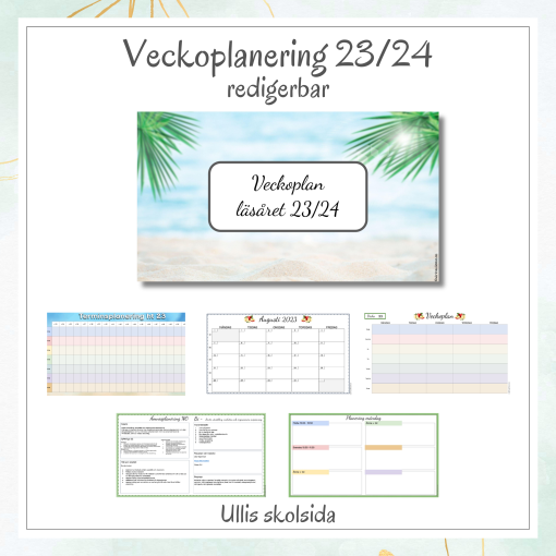 Mall för veckoplanering, terminsplanering, ämnesplanering och dagsplaneringar 23/24 – redigerbar