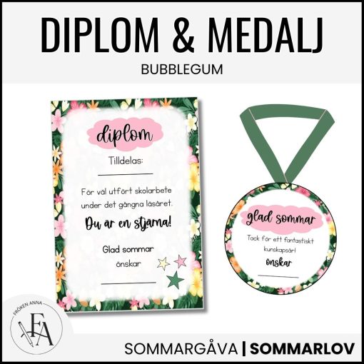 Diplom och medalj till skolavslutningen