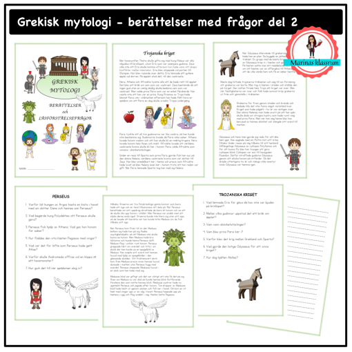 Grekisk mytologi - berättelser + frågor del 2