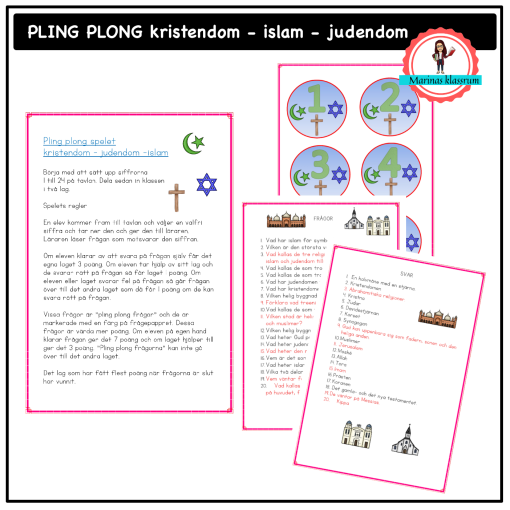 Pling plong spel - kristendom islam judendom åk 2-3