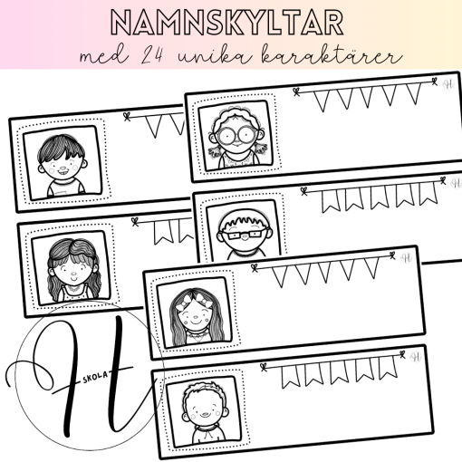 Namnskyltar med 24 karaktärer