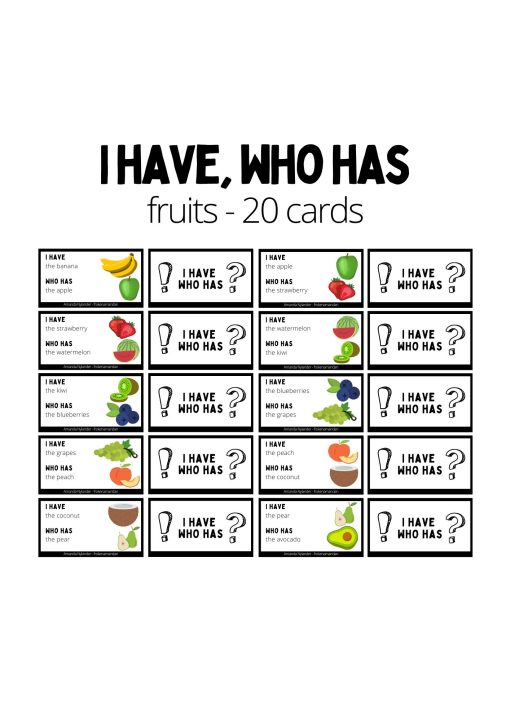 I have, who has domino - fruits 20 cards