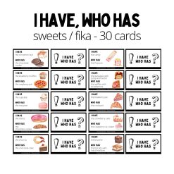 I have, who has domino - sweets / fika 30 cards