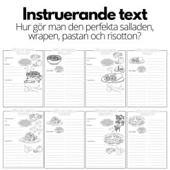 Instruerande text - 4 st olika mallar - A4 - sallad, wrap, pasta och risotto