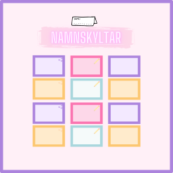 3 olika namnskyltar