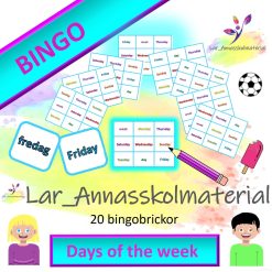 Bingo Engelska Days of the week